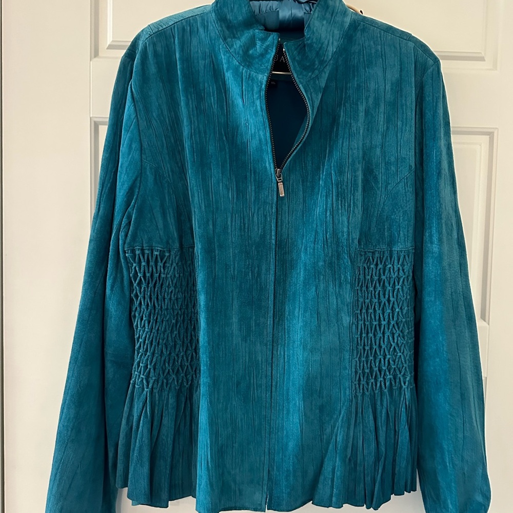 Beautiful turquoise suede jacket.